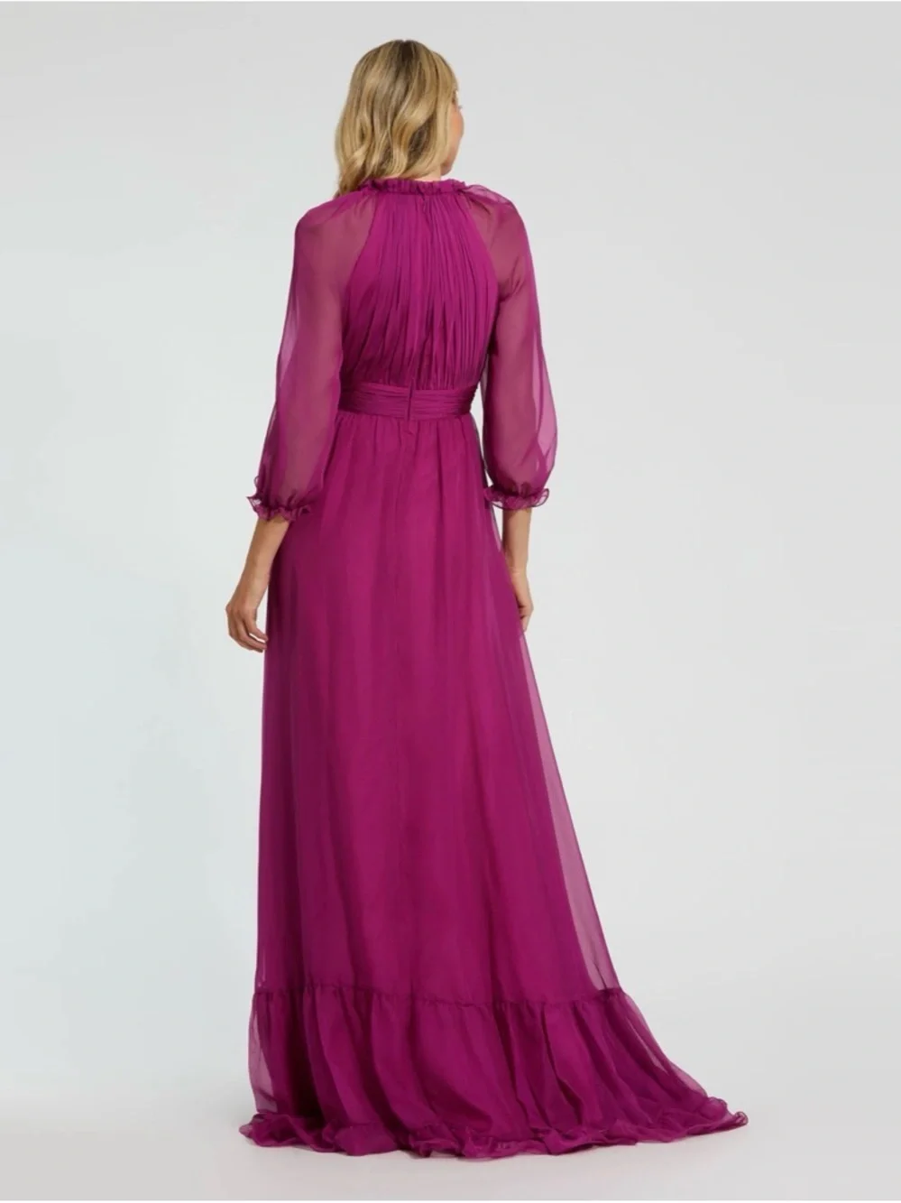 Mac Duggal Pleated High Neck Maxi Dress - Picture 2 of 3